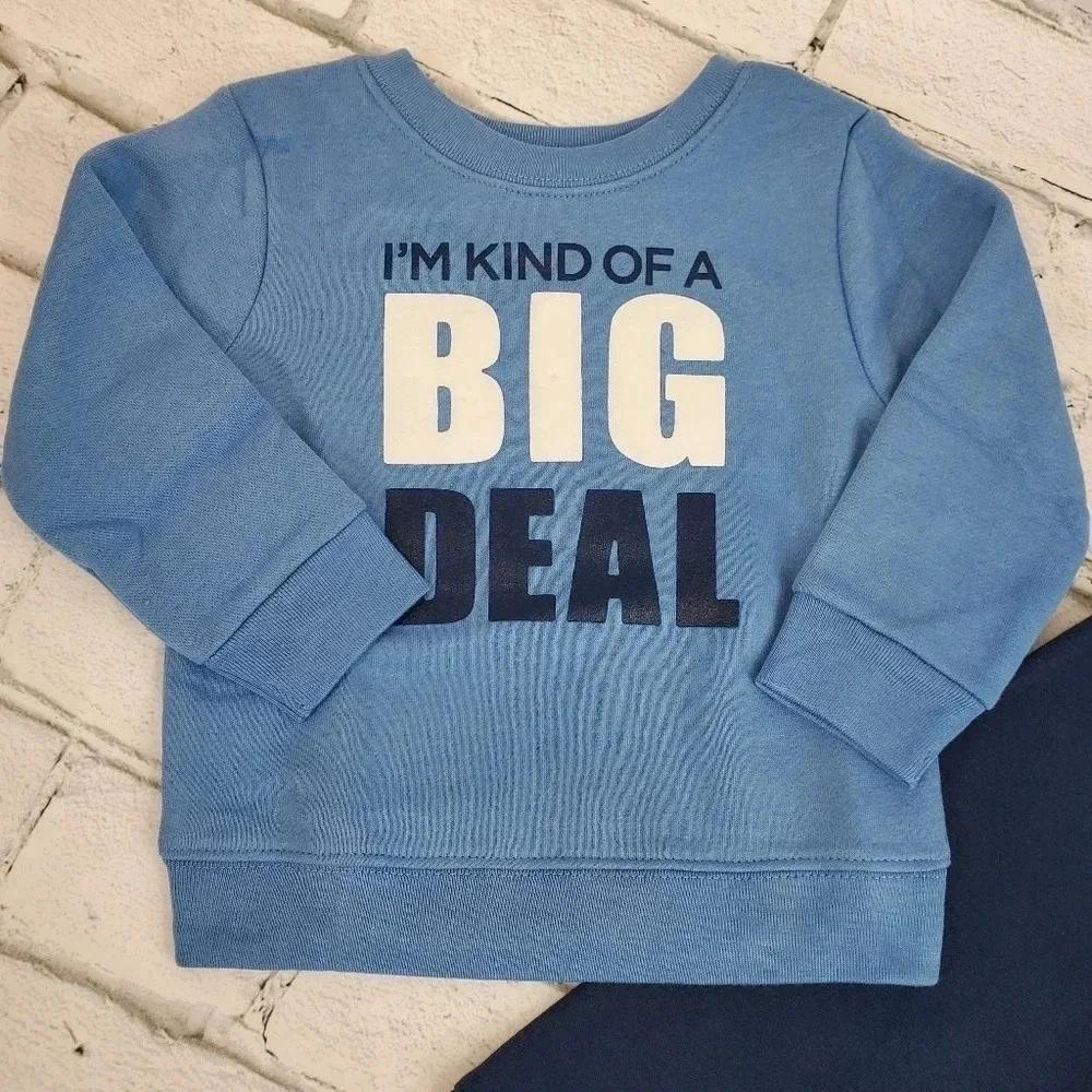 Blue Big Deal Boys Fleece Lined Sweatshirt and Sweatpants Matching Set